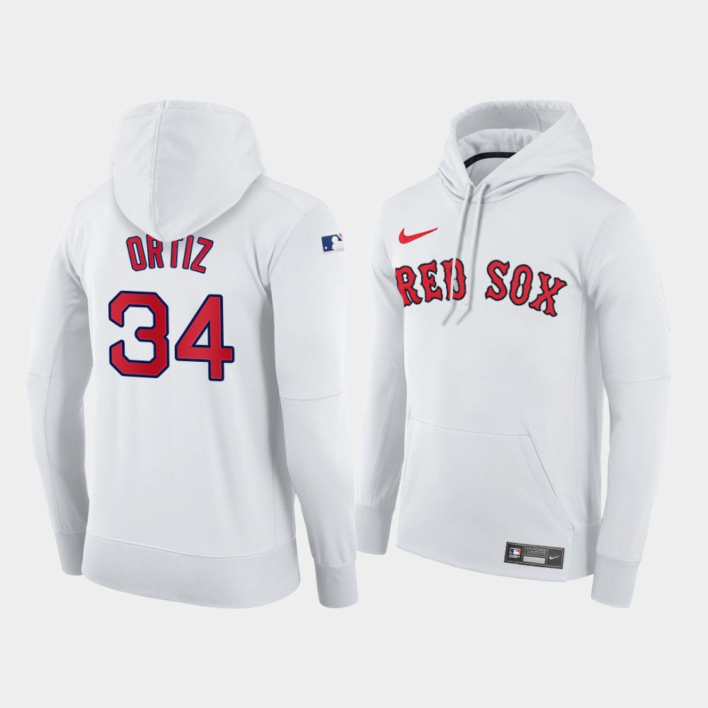 Men Boston Red Sox #34 Ortiz white home hoodie 2021 MLB Nike Jerseys